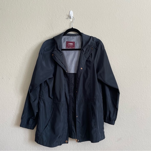 Ci Sono Striped Outerwear lightweight jacket size XL navy waist cinch winter - Picture 1 of 8